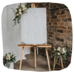 Prop Hire Bucks natural wooden easel for wedding decor and event styling available in Buckinghamshire, Bedfordshire, Northamptonshire and Oxfordshire.