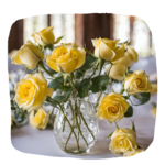 Yellow Roses in Glass Elegant Vase for Wedding Centrepieces & Decor